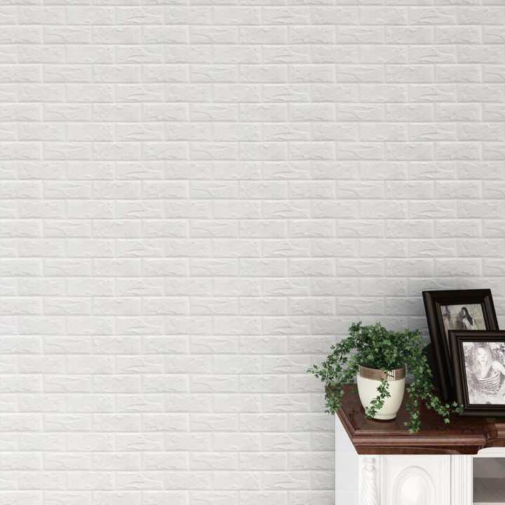 New PE Foam 3D Wallpaper DIY Wall Stickers Wall Decor Embossed Brick Stone White