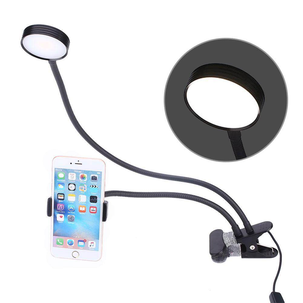 Newworldmall LED Lamp Cell Phone Holder Clamp Bracket For Live Broadcast Selfie White/Black