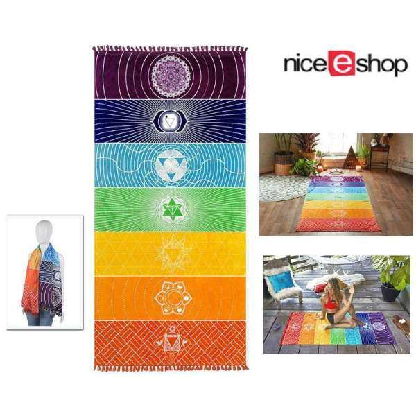 niceEshop Bath Towel Cotton Beach Towel,Yoga Mat Women Shawl And Wrap Dress,Ranbow Color,150x75cm