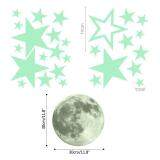 niceEshop Removable 30cm Moon Stars Glow In The Dark Sticker, Night Luminous Kids Room Wall Decal Stickers For Simulated Ideal Kids Decor Or Adults, Perfect Gift Kids Boys Girls, Gray