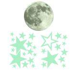 niceEshop Removable 30cm Moon Stars Glow In The Dark Sticker, Night Luminous Kids Room Wall Decal Stickers For Simulated Ideal Kids Decor Or Adults, Perfect Gift Kids Boys Girls, Gray