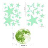 niceEshop Removable 30cm Moon Stars Glow In The Dark Sticker, Night Luminous Kids Room Wall Decal Stickers For Simulated Ideal Kids Decor Or Adults, Perfect Gift Kids Boys Girls, Light Green