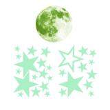 niceEshop Removable 30cm Moon Stars Glow In The Dark Sticker, Night Luminous Kids Room Wall Decal Stickers For Simulated Ideal Kids Decor Or Adults, Perfect Gift Kids Boys Girls, Light Green