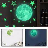 niceEshop Removable 30cm Moon Stars Glow In The Dark Sticker, Night Luminous Kids Room Wall Decal Stickers For Simulated Ideal Kids Decor Or Adults, Perfect Gift Kids Boys Girls, Light Green