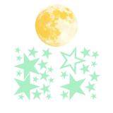 niceEshop Removable 30cm Moon Stars Glow In The Dark Sticker, Night Luminous Kids Room Wall Decal Stickers For Simulated Ideal Kids Decor Or Adults, Perfect Gift Kids Boys Girls, Yellow