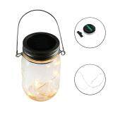 niceEshop Solar Mason Jar Lid Bottle Light LED Starry Fairy String Lights Kit Hanging Lantern for Patio Garden Porch Wedding Party Decoration, Yellow Warm Lights