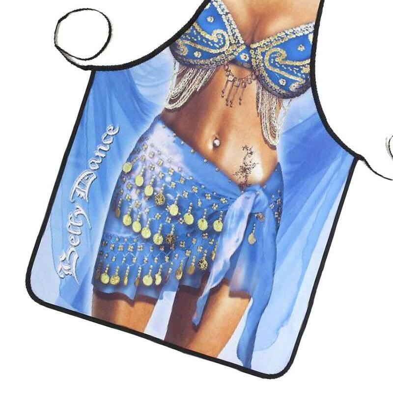 Novelty Cooking Kitchen Apron Belly Dancing Woman Printed Apron Cooking Grilling BBQ Apron,Blue - intl