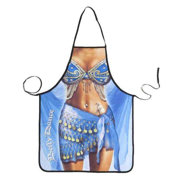 Novelty Cooking Kitchen Apron Belly Dancing Woman Printed Apron Cooking Grilling BBQ Apron,Blue - intl