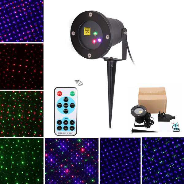 Outdoor RGB Dynamic Laser Projector Light Xmas Lawn Garden Party Stage Lighting UK Plug