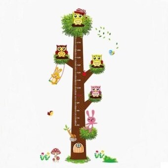 Owls Flower Tree Kids A Doubt Creative Height Annotation WallSticker - intl