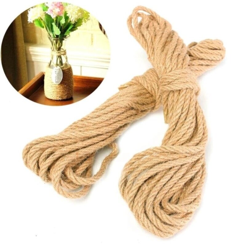 Panda Online 10M Twisted Burlap Jute Twine Rope Thick Natural Hemp Cord Sisal Rope 6mm