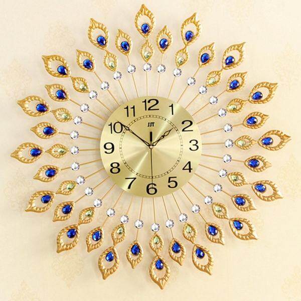 Peacock Diamond Iron Quartz Art Wall DIY Clock Living Bed Room Watch Home Decor