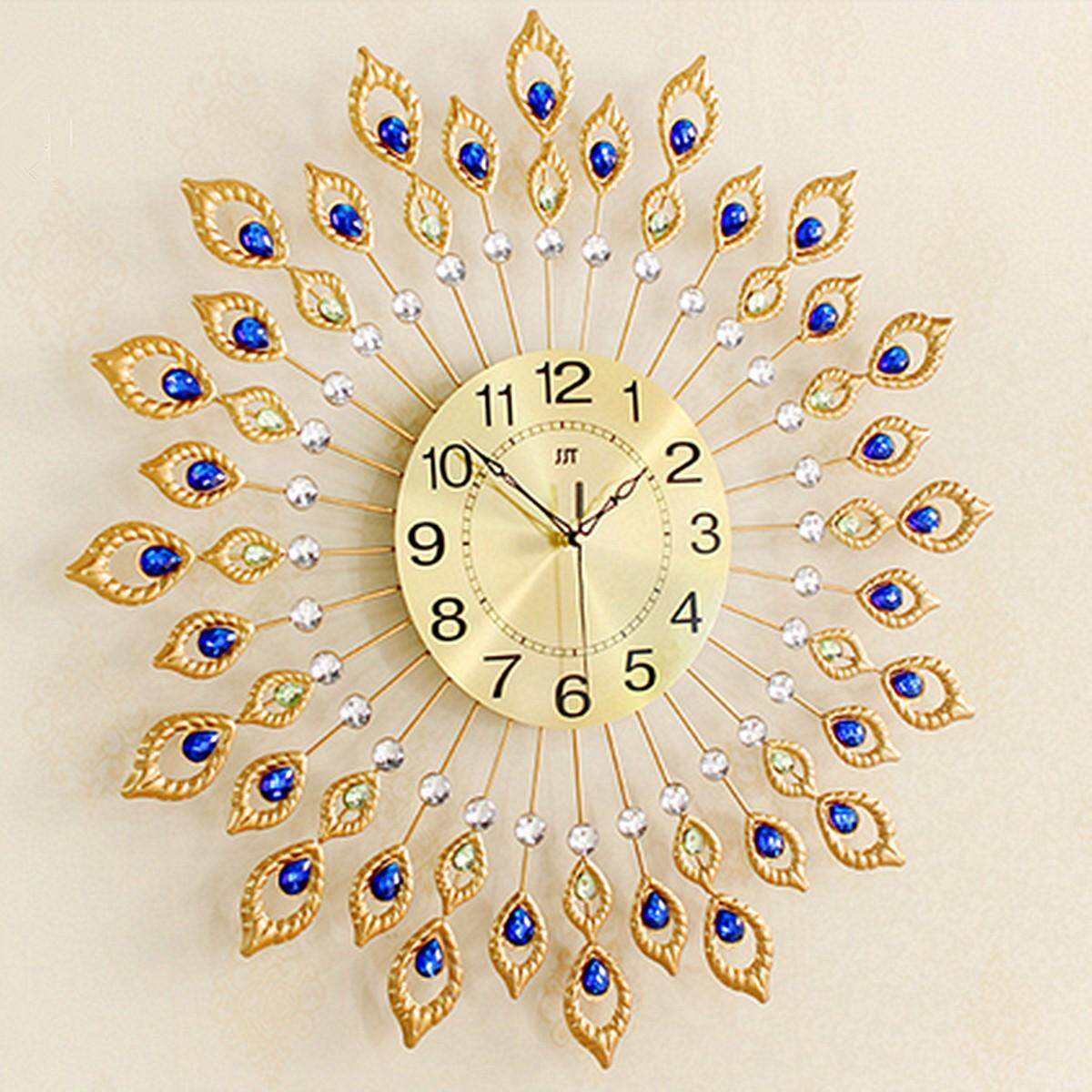 Peacock Diamond Iron Quartz Art Wall DIY Clock Living Bed Room Watch Home Decor - intl