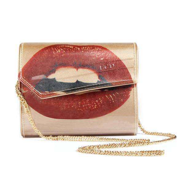 Personality PU Leather Lip Design Chain Shoulder Bag Crossbody Bag - intl