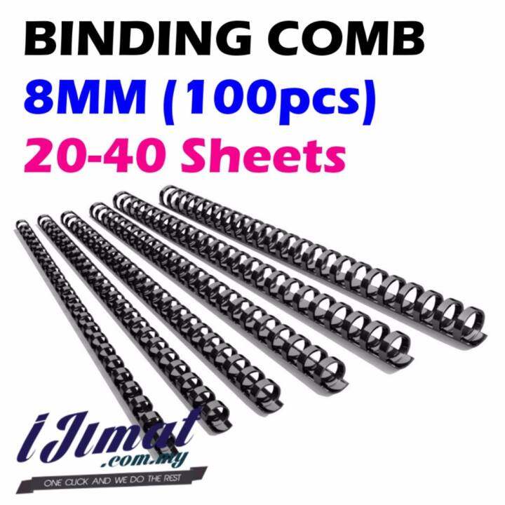 Plastic Comb Binding Rings / Binding Comb Ring 8mm Black - 100Pcs/Box I ...