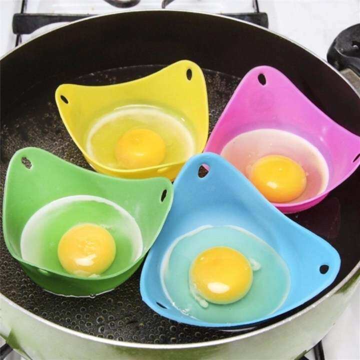 Practical 4 Pcs Silicone Egg Poacher Cook Poach Pods Random Color