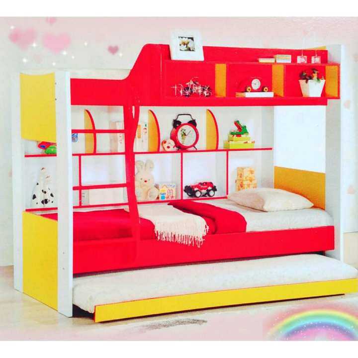 Q 10 Kids and Children Unisex Cartoon Single Double Decker Bunk Bed