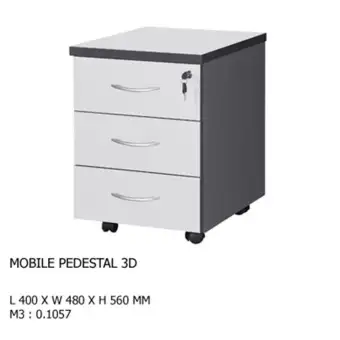 Ready Fixed Office Table 3 Tier Drawers With Wheels L400mm X W480 Ready Fixed Office Table 3 Tier Drawers With Wheels L400mm X W480 H560mm