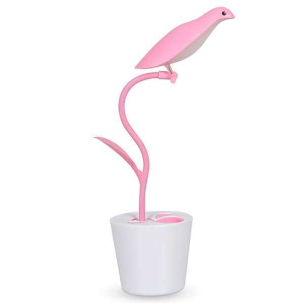 Rechargeable Touch LED Reading Lamp Desk Lamp with 3-Level Dimmer and Pen Holder - 6#, Pink