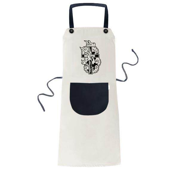 Religion Christianity Holy Cross Fire Cooking Kitchen Beige Adjustable Bib Apron Pocket Women Men Chef Gift - intl