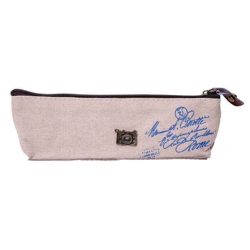 Kanvas Lawas Paris Casing Pena Pensil Tas Kosmetik Rias Tas Koin Tas Dompet, Kamera-Intl