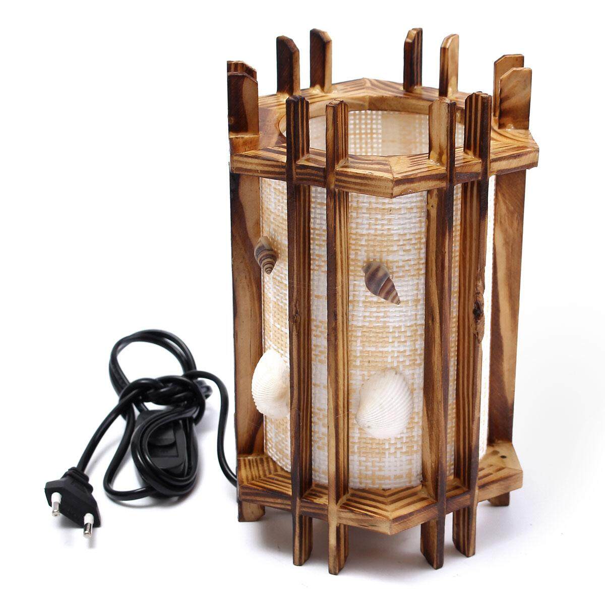 Retro Table Lamp Artificial Wooden Desk Night Lamps Room Bedroom Decoration Gift - intl