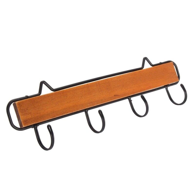 Retro Wood Wall Mount Metal Hook Rack Holder Coat Hat Hanger Bag Key Organizer #wood