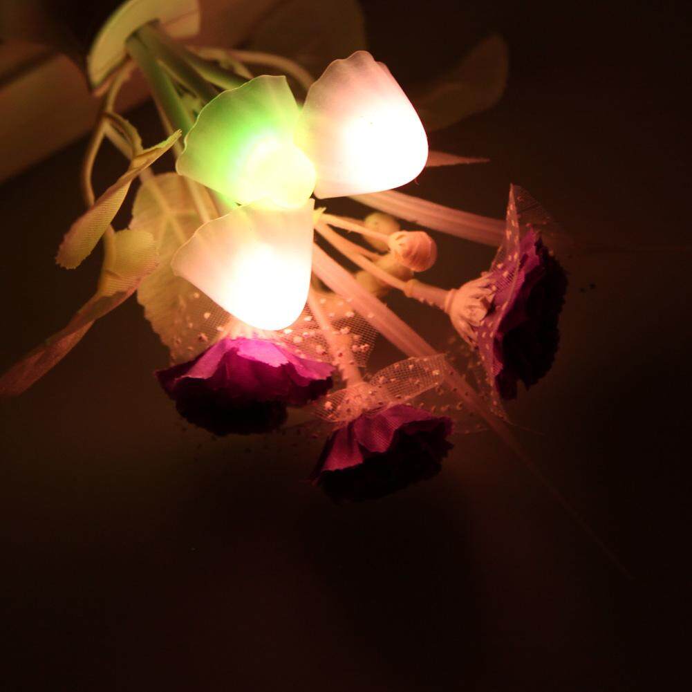 Romantic Lilac Purple Sensor LED Mushroom Night Light Wall Lamp Home Decor - intl