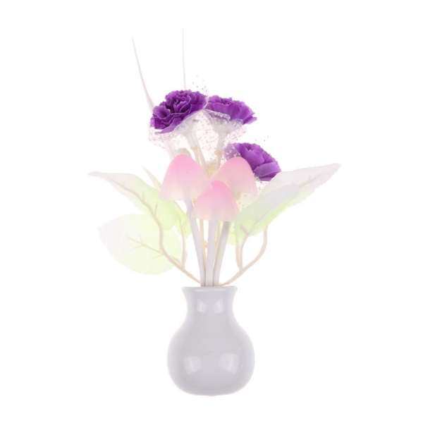 Romantic Lilac Purple Sensor LED Mushroom Night Light Wall Lamp Home Decor - intl