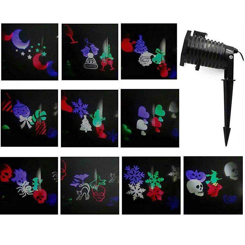 Rotating Projection Led Lights 10PCS Pattern Lens Christmas Star Shower Lamp C - intl