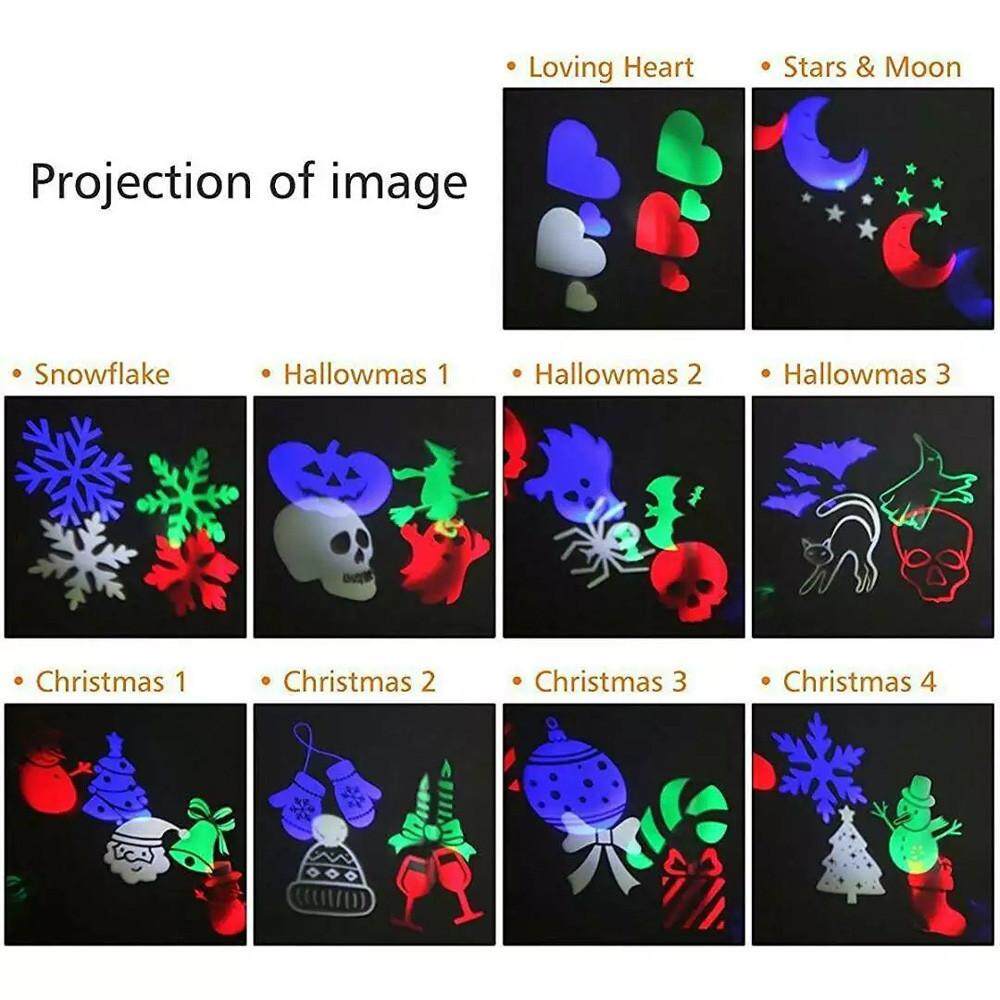 Rotating Projection Led Lights 10PCS Pattern Lens Christmas Star Shower Lamp C - intl