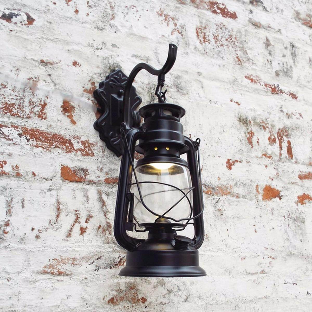 Rustic Antique Vintage Style E27 Retro Lantern Wall Lamp Sconce Light Fixture - intl