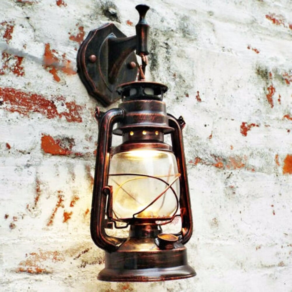 Rustic Antique Vintage Style E27 Retro Lantern Wall Lamp Sconce Light Fixture - intl