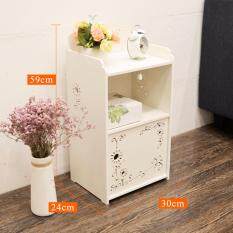 RuYiYu - Small Plastic-Wood White Bed End Table Nightstand Bathroom Cabinet Kids Furniture Bookcase Table, Creative Water-proof Living Room Multifunctional Assemble Cabinet