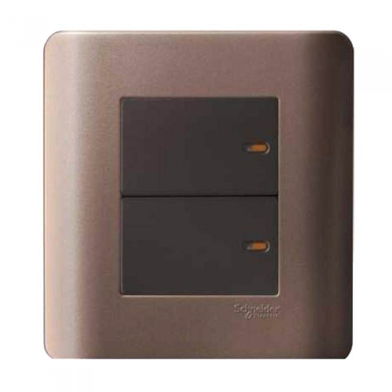 Schneider Zencelo 16AX 2 Gang 1 Way Full-Flat Switch with Ondicator