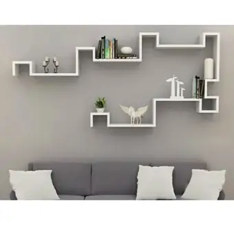 Forever Set Of 2 S Shape Wall Mounted Shelves White Black Red Forever Set Of 2 S Shape Wall Mounted Shelves White Black