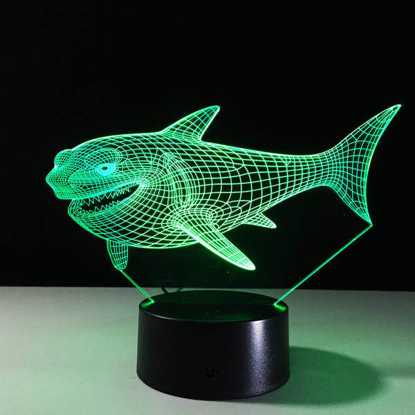 Shark 3D Night Light 7 Colors Changing LED Touch Switch USB Room Table Lamp Gift