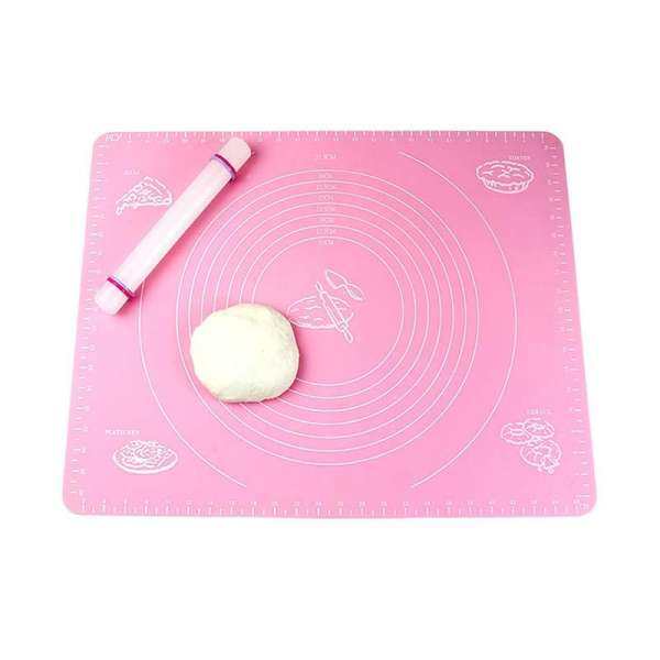 Silicone Baking Cake Fondant Rolling Kneading Baking Mat color:Pink