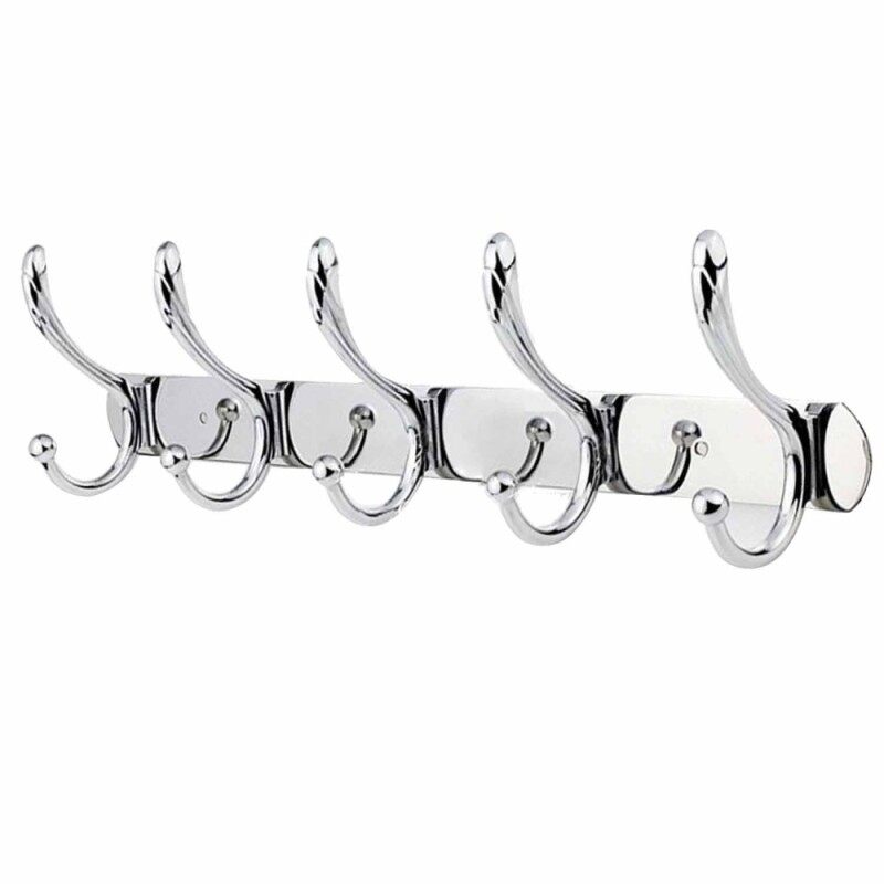 Single convenient Rod 5 hooks Wall Coat Hanger Hooks Bathroom Towel Holders Kitchen Cabinet Row Hooks