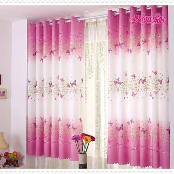 Newlifestyle Sitting Room Balcony Cafe Butterfly Gauze Shade Cloth Curtain(Pink)