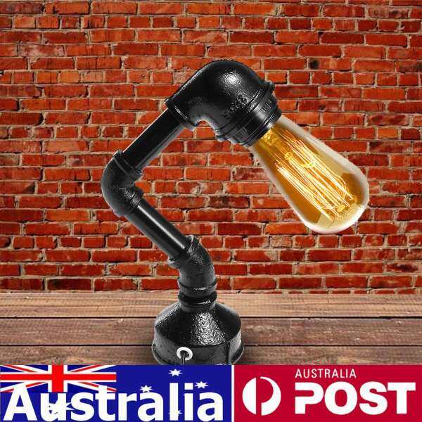 Small 26cm E27 Vintage Industrial Retro Iron Pipe Desk Table Lamp Light 110-240V - intl