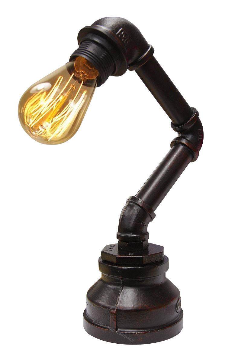 Small 26cm E27 Vintage Industrial Retro Iron Pipe Desk Table Lamp Light 110-240V - intl