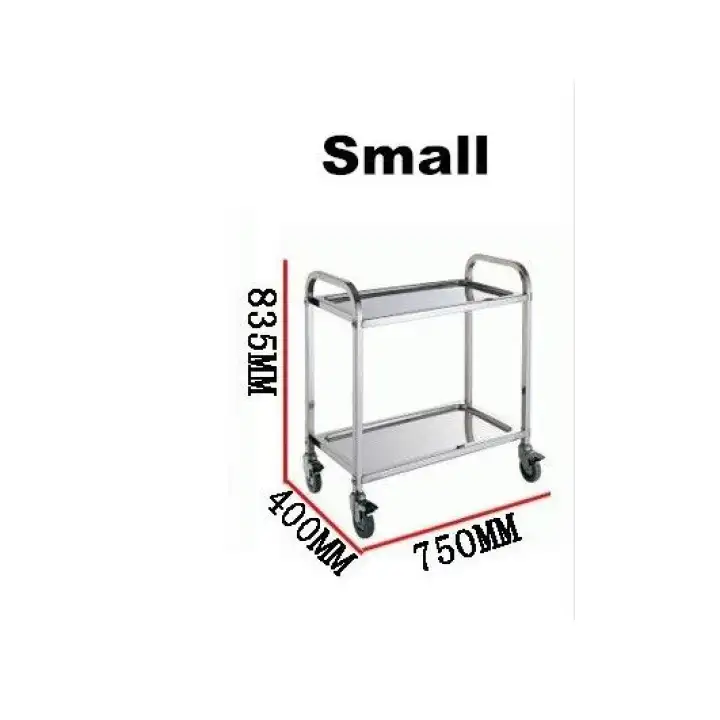 Small Restaurant Dining 2 Tier Stainless Steel Food Kitchen Trolley Cart 1498 1 Lazada