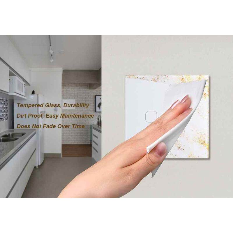 Smart Touch Switch 2 Gang 1 Way Controller EU Crystal Tempered Glass Panel