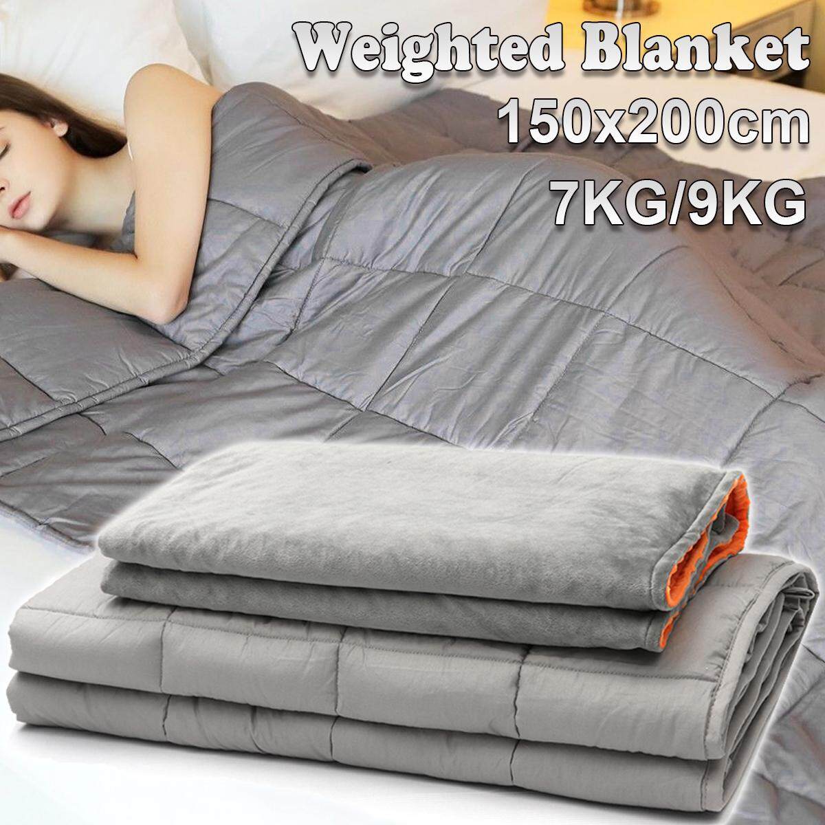 Soft Heavy Weighted Blanket Gravity Sensory Thick Cotton Bed Blanket Liner+Cover 150*200CM 7KG - intl