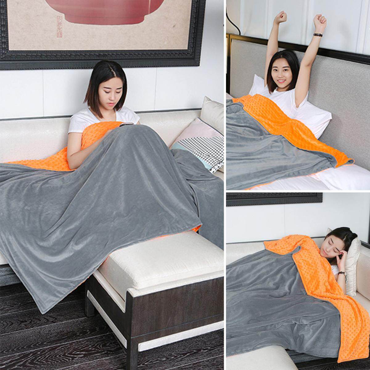 Soft Heavy Weighted Blanket Gravity Sensory Thick Cotton Bed Blanket Liner+Cover 150*200CM 7KG - intl