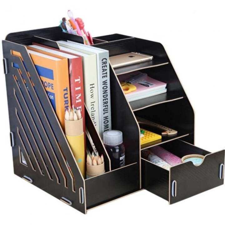 SOKANO 1034 DIY Wooden Premium Desk Organizer- Black | Lazada