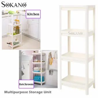 Sokano 4 Tiers Br001 Plastic Bathroom Shelf Unit Multipurpose Sokano 4 Tiers Br001 Plastic Bathroom Shelf Unit Multipurpose Storage 110cm Height