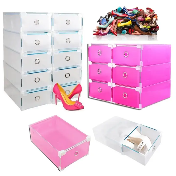 Sokano Premium Drawer Style Hard Plastic Diy Shoe Organizer Box