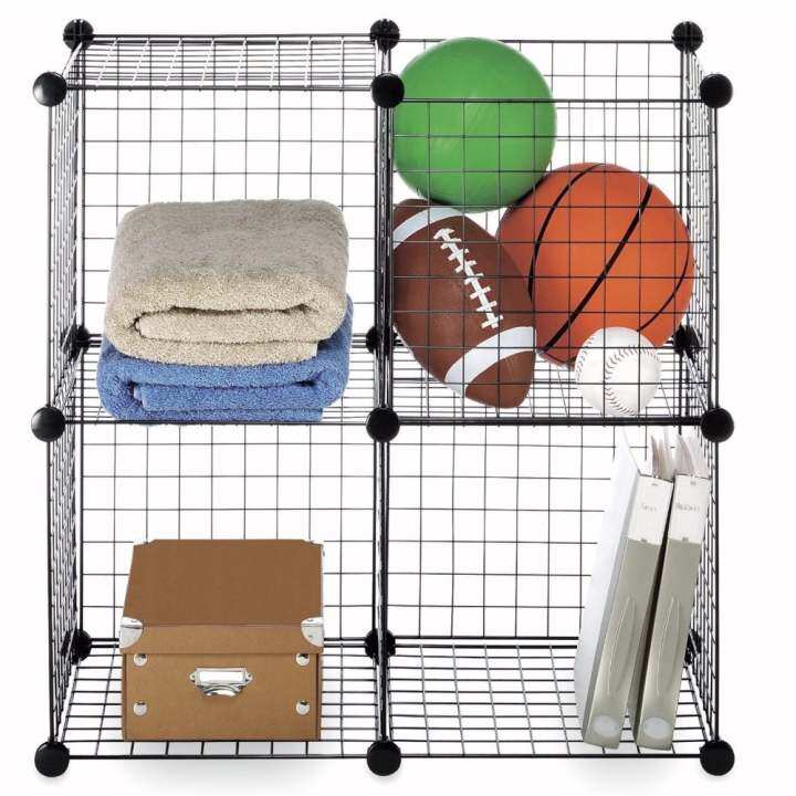 SOKANO Set of 4 Wired Mesh Storage Cube Black Lazada